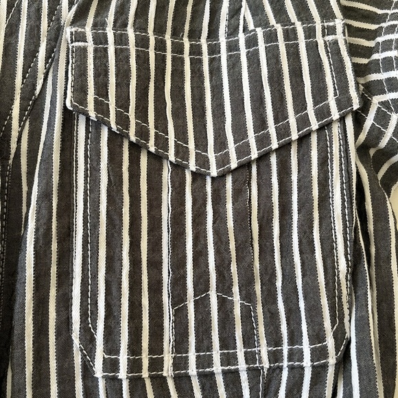 White House Black Market Gray and White Striped Utility Midi Dress - Picture 15 of 16